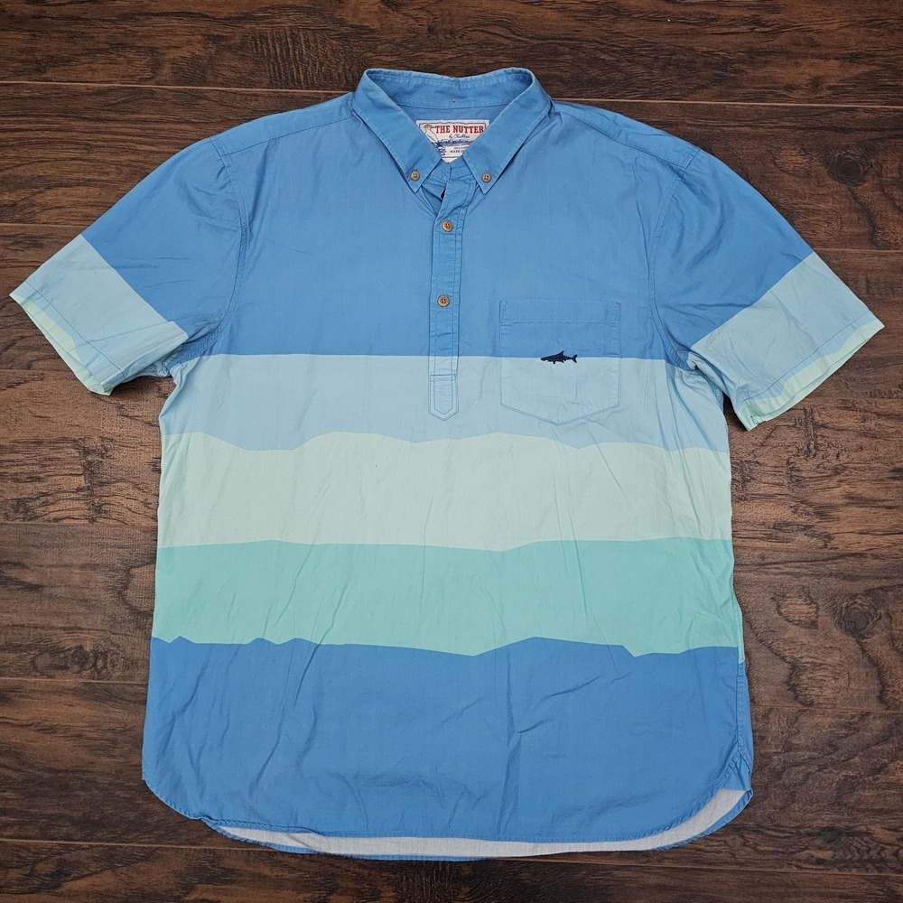 The Nutter Chubbies Shirt Mens XXL Hawaiian Waves Shark Embroidered